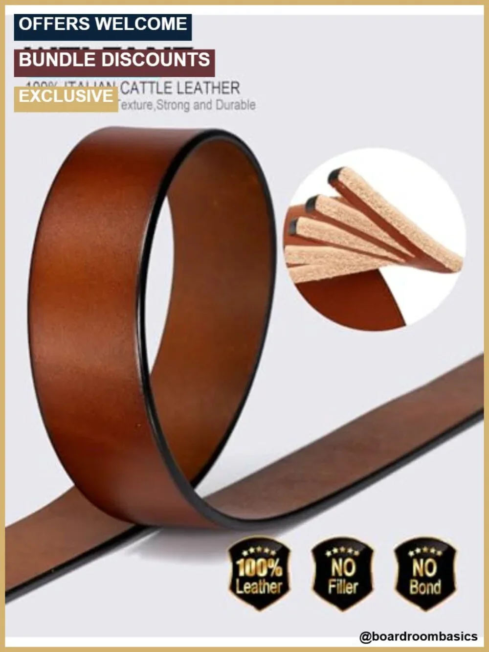 Genuine Full Grain Leather Belt - 1.5 Inch Heavy Duty Men's Belt